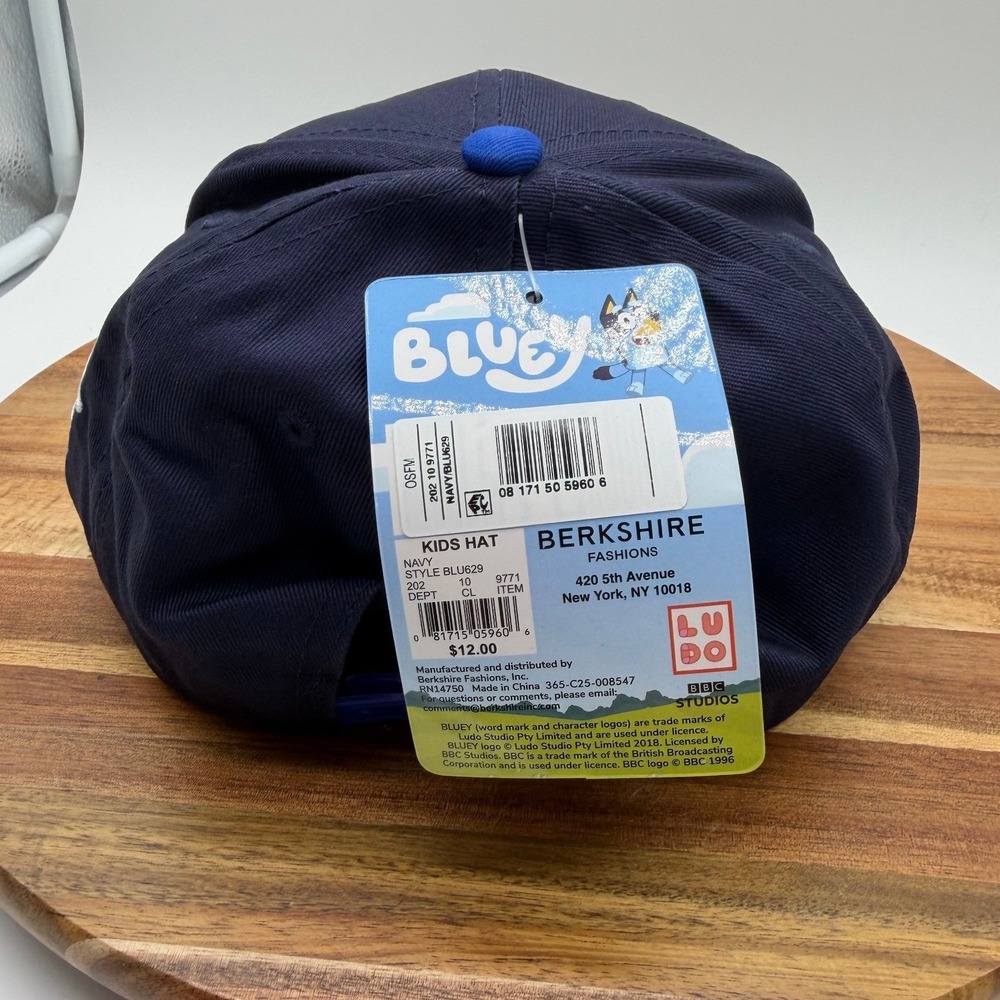 Bluey Kids Navy Blue Snapback Hat Berkshire Fashions Chenille Logo OSFM 2485 - Picture 5 of 8